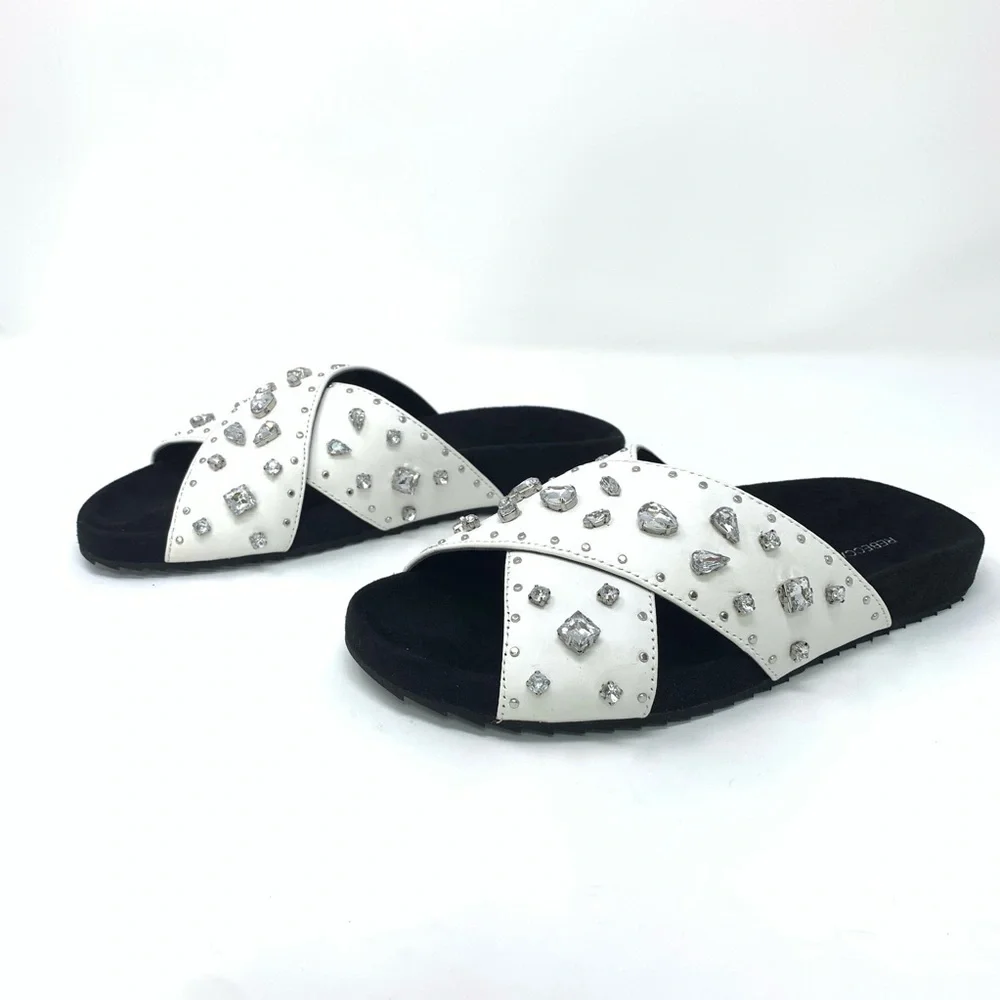 Rebecca Minkoff White Theo Jewels Leather Sandal